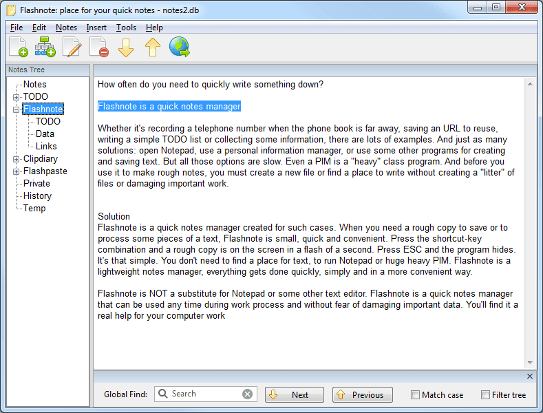 Flashnote is a quick notes manager